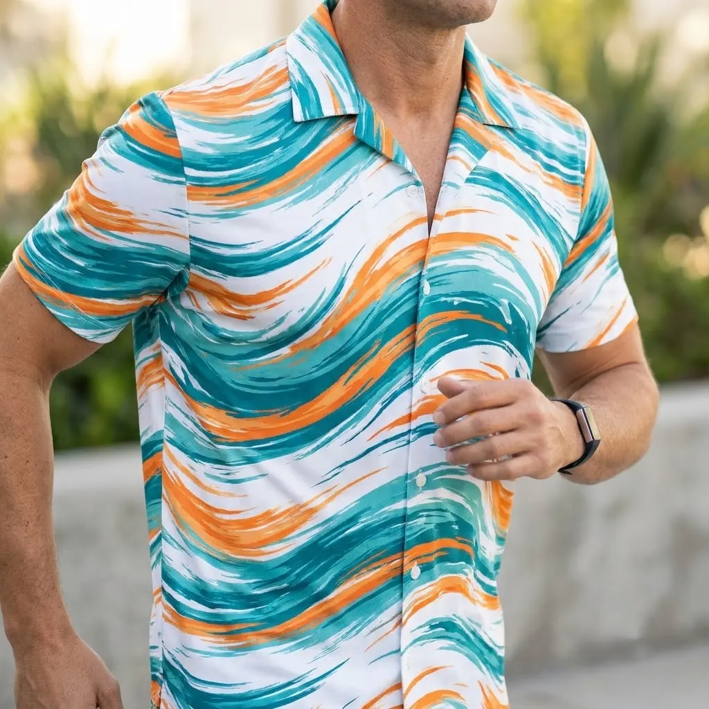 Dynamic Wave Motion Energy Hawaiian Camp Shirt