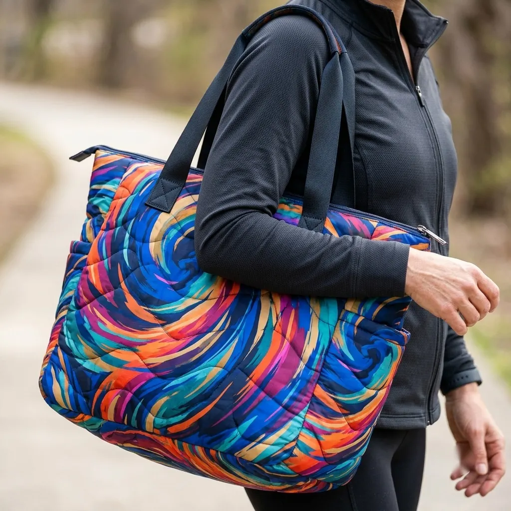 Dynamic Energy Motion Quilted Tote Bag