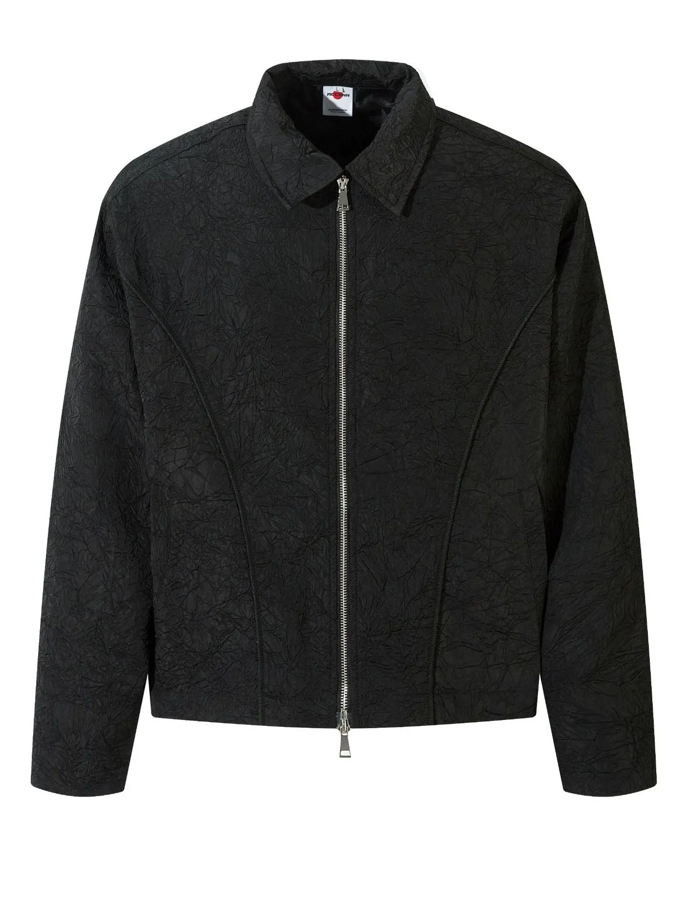 Textured Bomber Collared Neck Zip Up Jacket