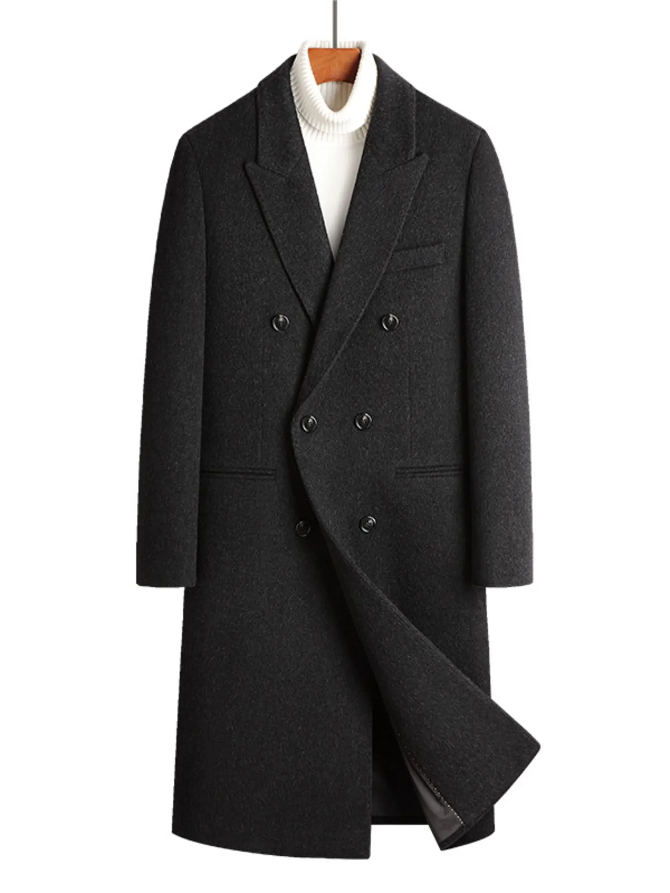 Men's Wool Blend Double-Breasted Overcoat