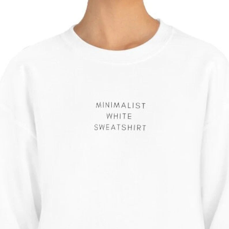 Minimalist White Unisex Sweatshirt - Cozy Simplistic Fleece Crewneck Sweater