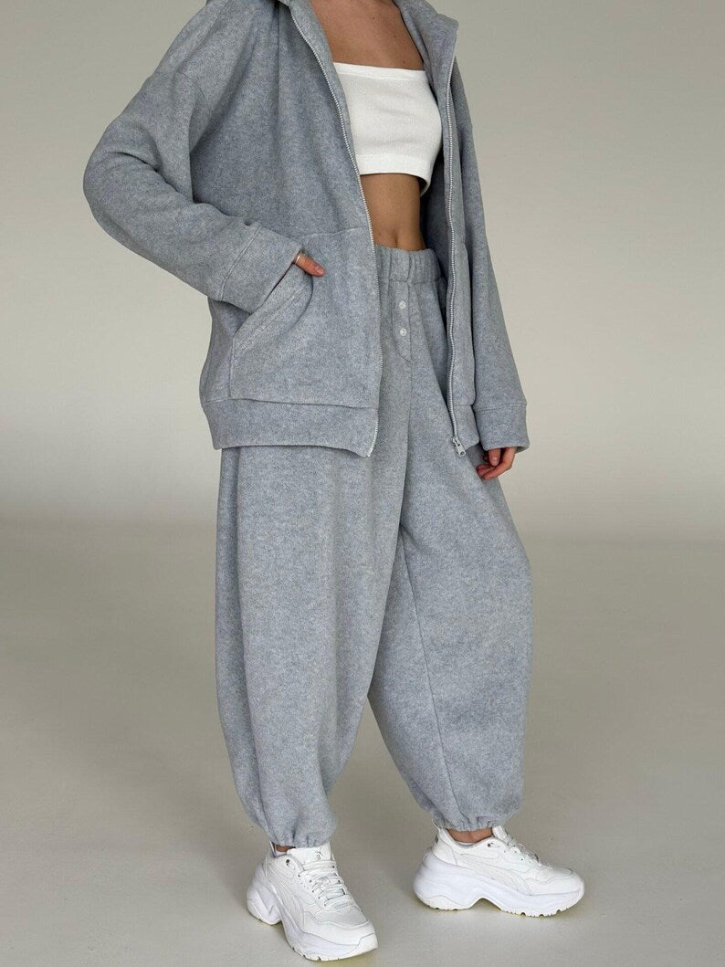 Cozy 2-Piece Warm Fleece Hoodie