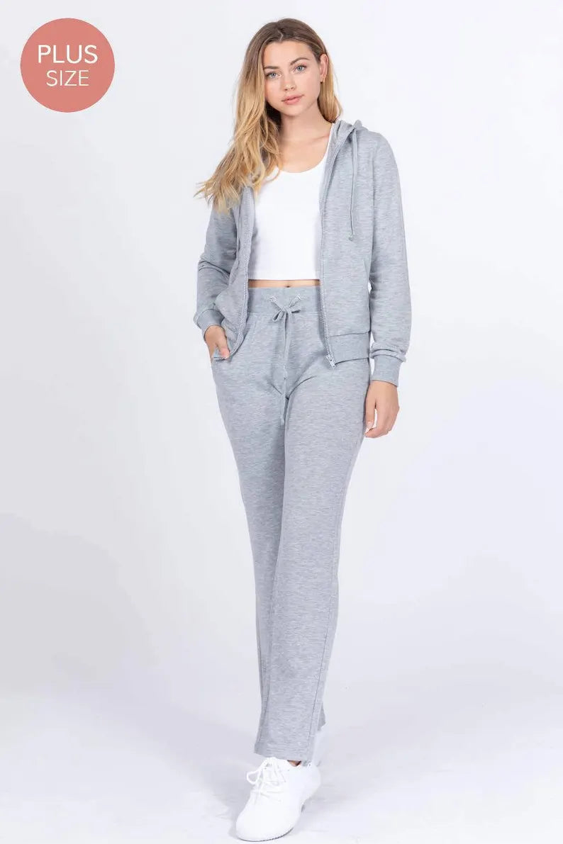 Long Sleeve Hoodie Jacket & Pants Sweatsuit Set
