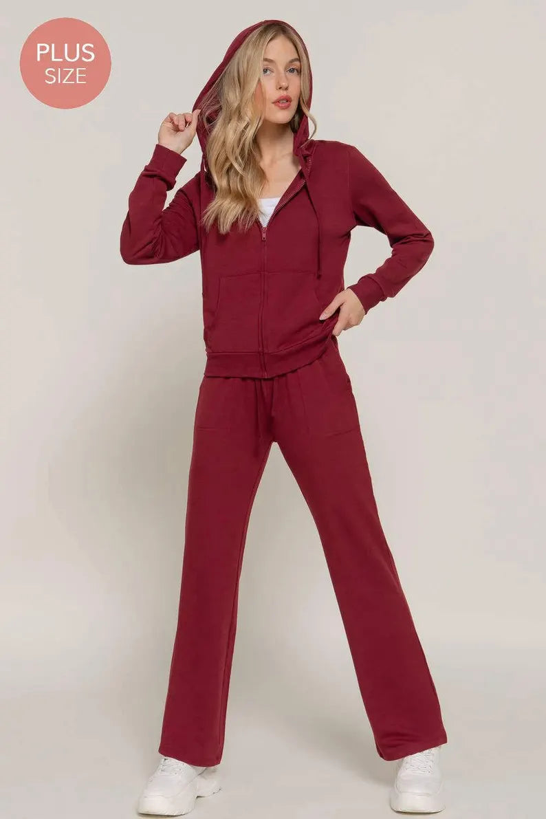 Long Sleeve Hoodie Jacket & Pants Sweatsuit Set